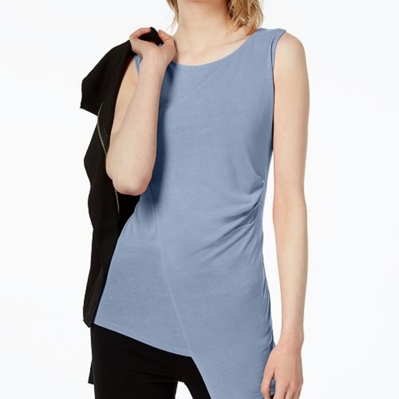 Bar III Blue Ruched Envelope Top - NWT, Size Medium - Picture 1 of 5